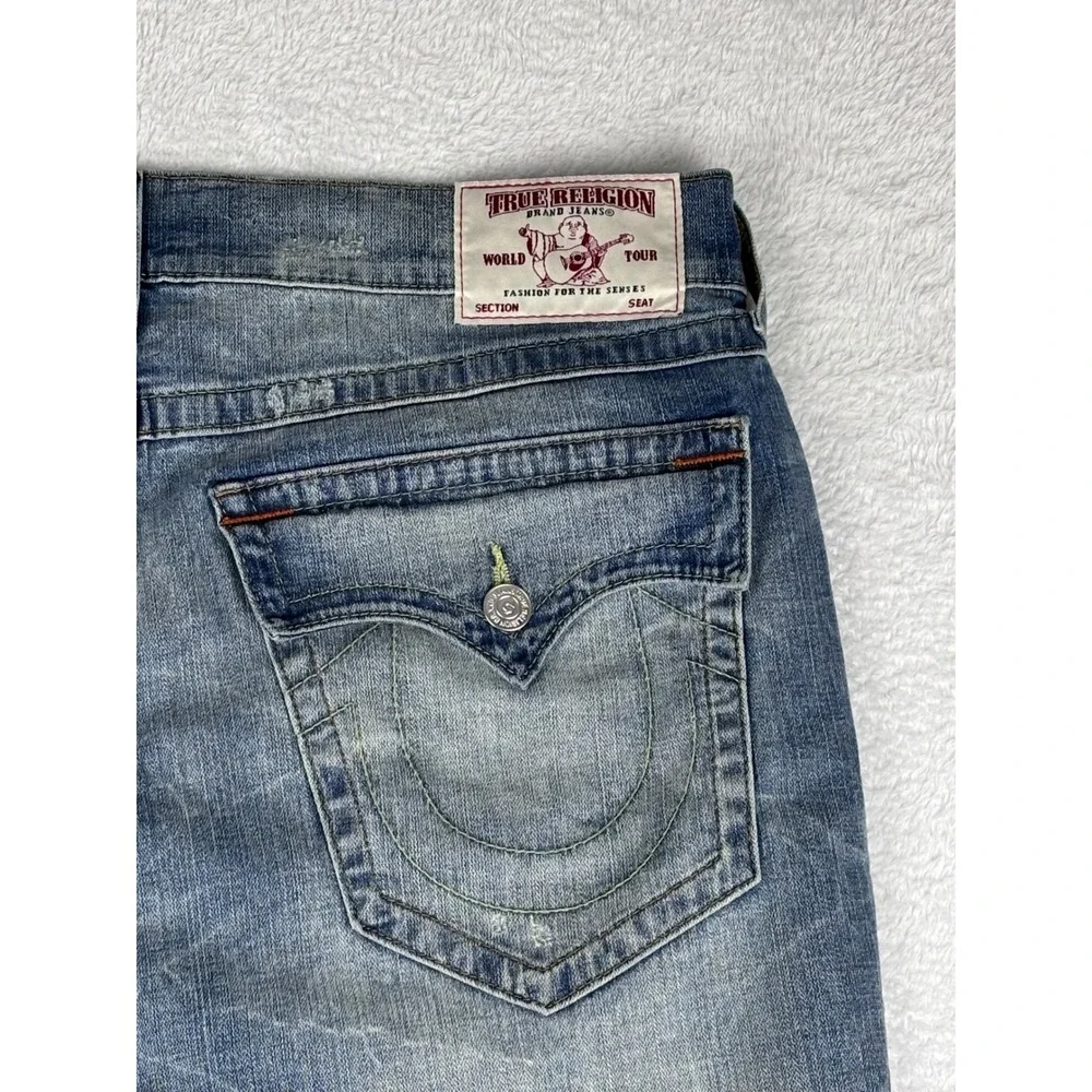 True Religion Slim Drop Rise Jeans Distressed Denim Size‎ 38 (40 Measured)